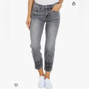 Liverpool Shale Stone Gray Crop Straight Jeans Raw Hem Size 25 0 NWOT